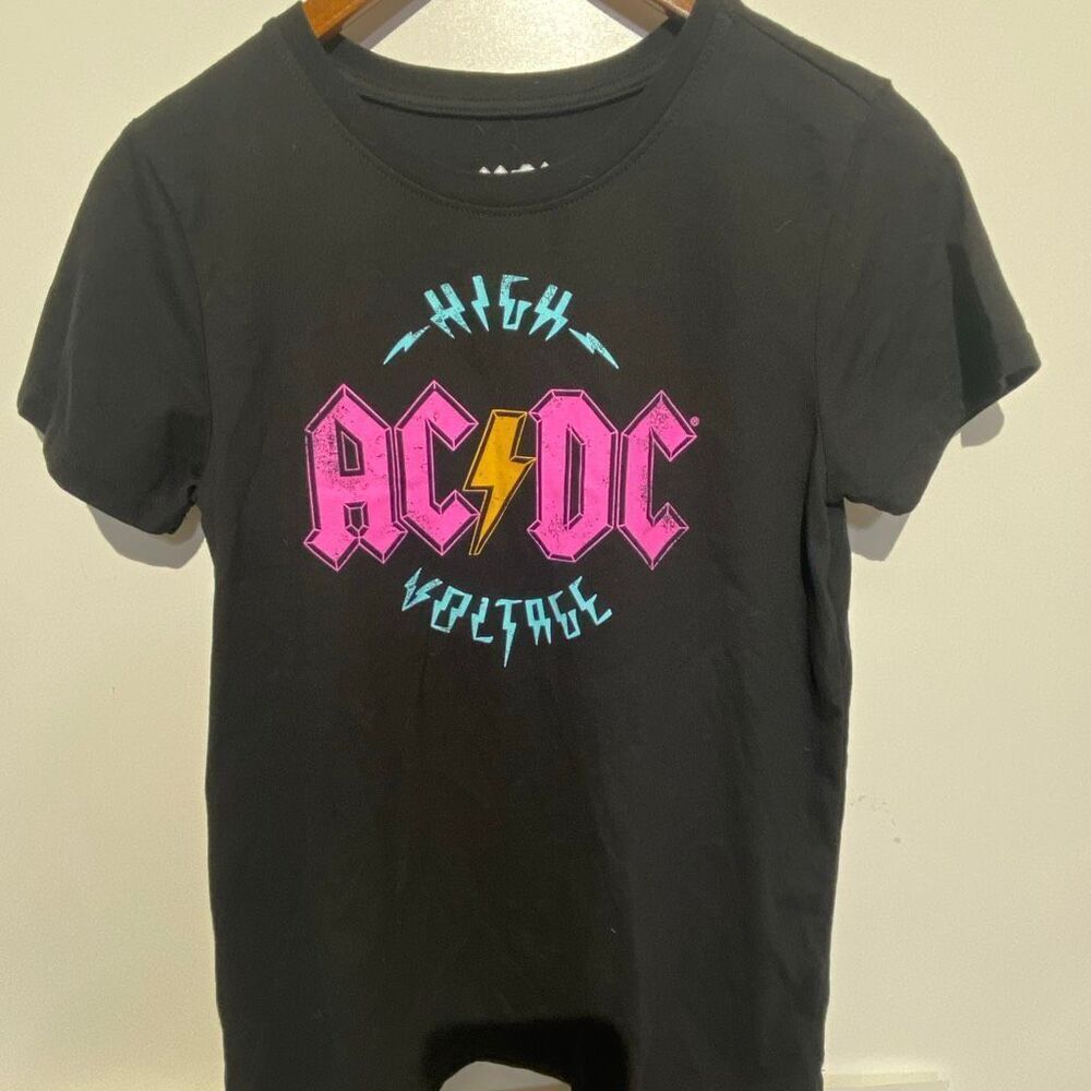 AC/DC Kids Black High Voltage Graphic Crew Neck Short Sleeve‎ T-Shirt Size 18